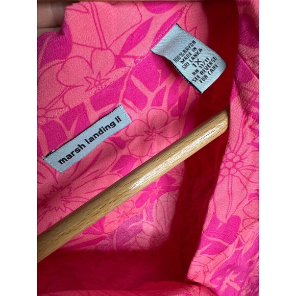 Marsh Landing II Shirt 1X Hawaiian Short Sleeve Rayon Coral Pink - Picture 3 of 6